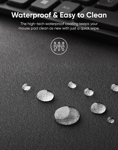 Reniteco Waterproof Large Gaming Mouse Pad with Durable Stitched Edges, Non-Slip Rubber Base, Grainy Jacquard Mouse Mat Desk Pad for Home Office Gaming, 40cm x90cm x0.3cm, Matte Black