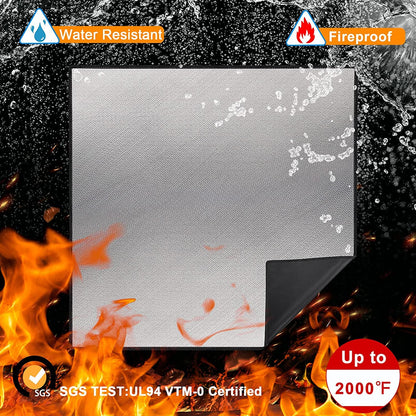 40" Square Fire Pit Mat Grill Mat,DocSafe Fireproof Mat 3 Layers Fire Pit Pad for Deck Patio Grass Outdoor Wood Burning Fire Pit and BBQ Smoker,Easy to Clean,Black & Silver