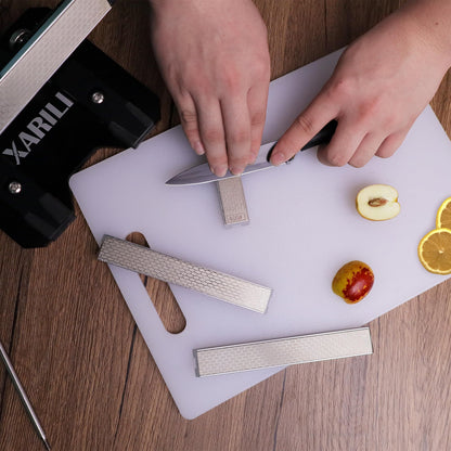 XARILK 4 PCS Diamond Knife Sharpening Stones Set with Aluminum Base 16×2.2 cm, Diamond Plates Kit for XARILK Type Sharpeners System, 240# 400# 600# 1000# Grit