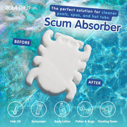 2 Pack Scumbug HotTub Scum Absorber – The Original, Highest Rated Scum Absorber Ever – Pool Sponge Oil Absorber for Hot Tub, Spa & Pool – Hot Tub Cleaning Tools That Soak Up Oil & Grime