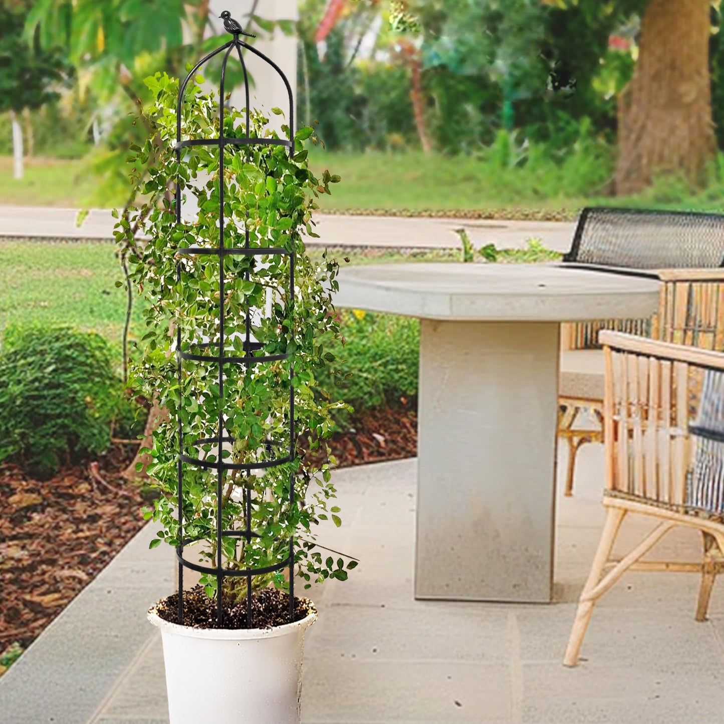 6.7FT Garden Obelisk Trellis for Climbing Plants,81”Metal Plant Support Tower,Heavy Duty Thickened Tube,Rustproof Black Vine & Flower Stand for Outdoor Indoor Use