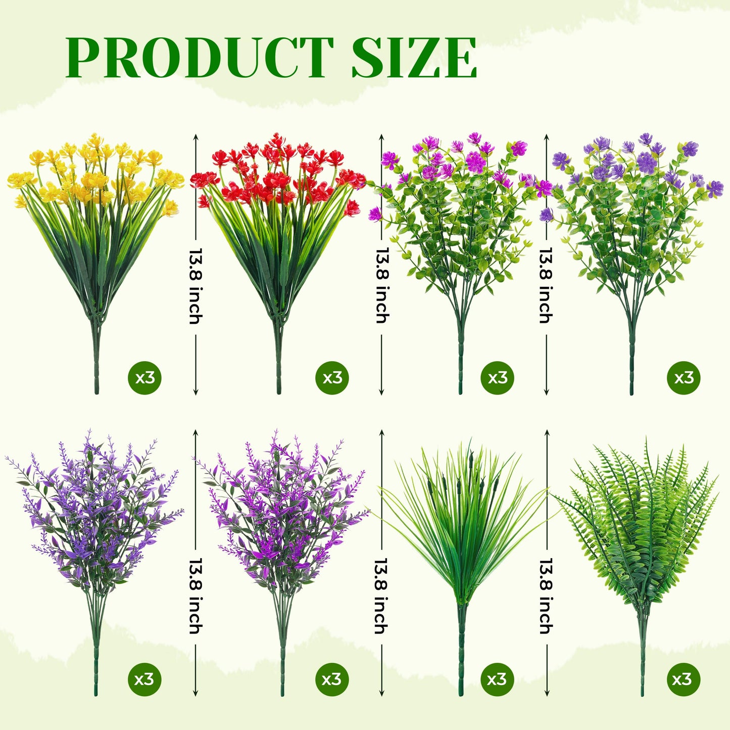 Der Rose 24 Bundles UV Resistant Fake Flowers Spring Artificial Flowers for Outdoors for Garden Patio Porch Farmhouse Home Window Box Decor（Colourful）
