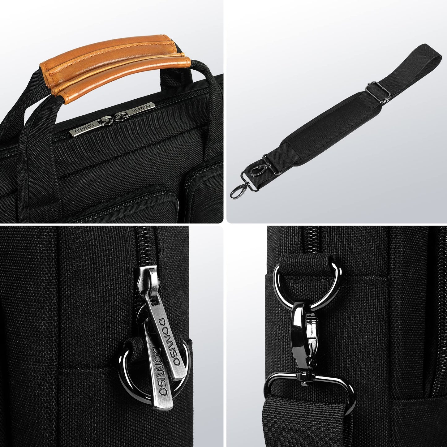 DOMISO 17-17.3 Inch Laptop Bag Business Briefcase Messenger Shoulder Bag Compatible with 17" Laptops/17.3" HP Pavilion/MSI GS73VR Stealth Pro/Dell/Acer/Asus,Black