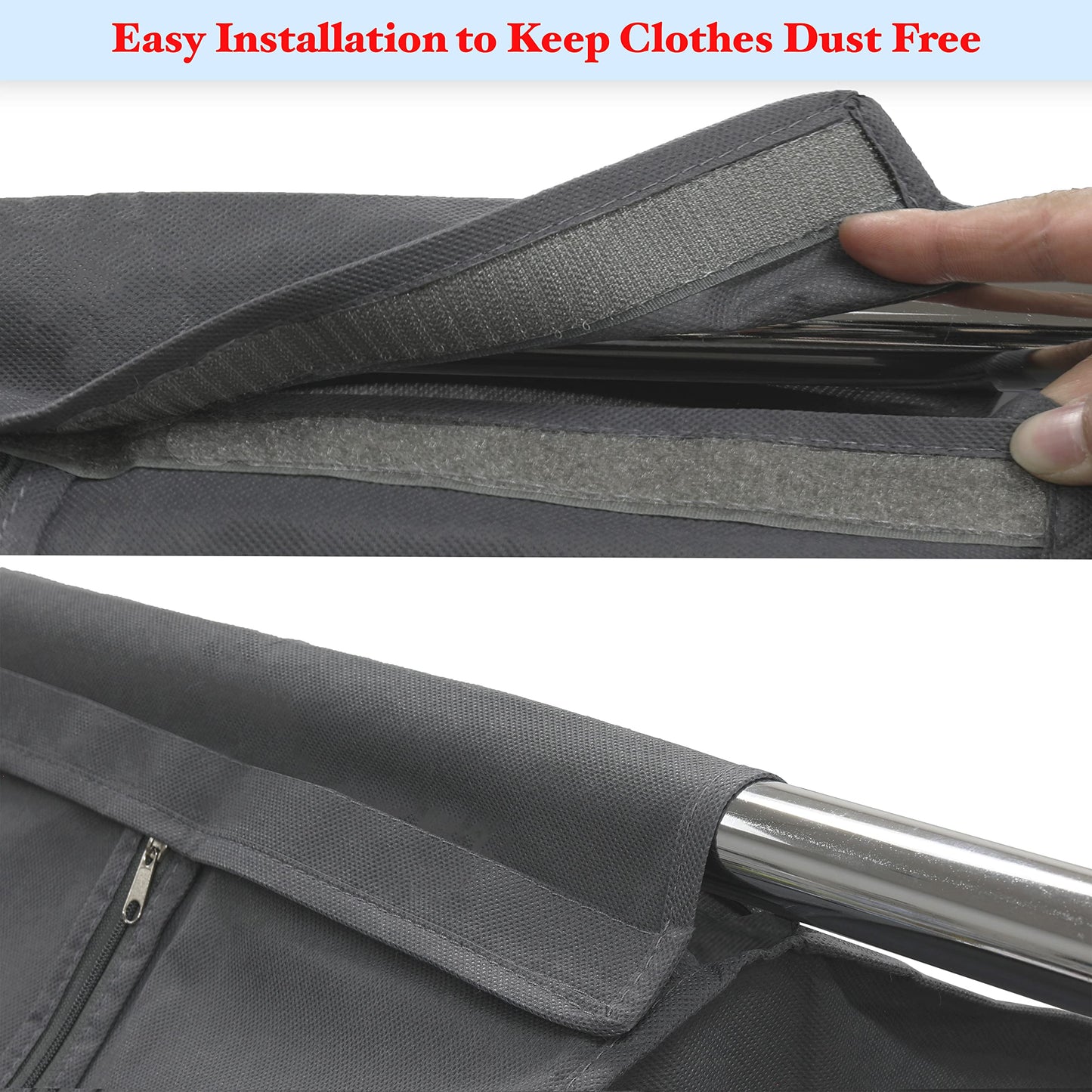 Simple Houseware Garment Covers for Clothes Rack/Closet/Hanging Clothes, Enclosed Clear Window, Dark Grey