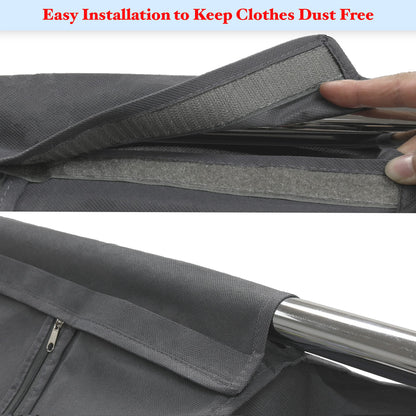 Simple Houseware Garment Covers for Clothes Rack/Closet/Hanging Clothes, Enclosed Clear Window, Dark Grey