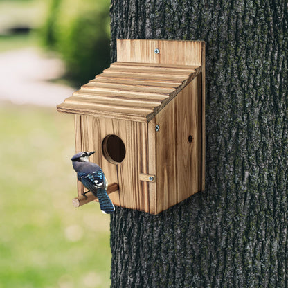 Bird Houses for Outside with Pole Wooden Bird House for Finch Bluebird Cardinals Hanging Birdhouse Clearance Garden Country Cottages