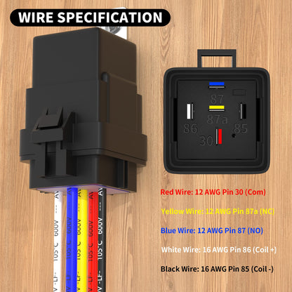 DaierTek 12V Relay with Built-in Diode & 12 AWG Harness Socket 30A/40A Heavy Duty SPDT 5 Pin Relay Switch Waterproof for Automotive Car Marine Boat -8pcs