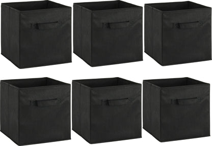 Simple Houseware 11 Inch Foldable Storage Bins Cubes Organizer, 6 Pack, Black