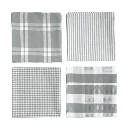 LANE LINEN 100% Cotton Kitchen Dish Cloths, Ultra Soft Absorbent Quick Drying Dish Towels, Multiweave Wash Cloths Dish Towel Sets, 13x13 Inches, 12 Pack - Grey