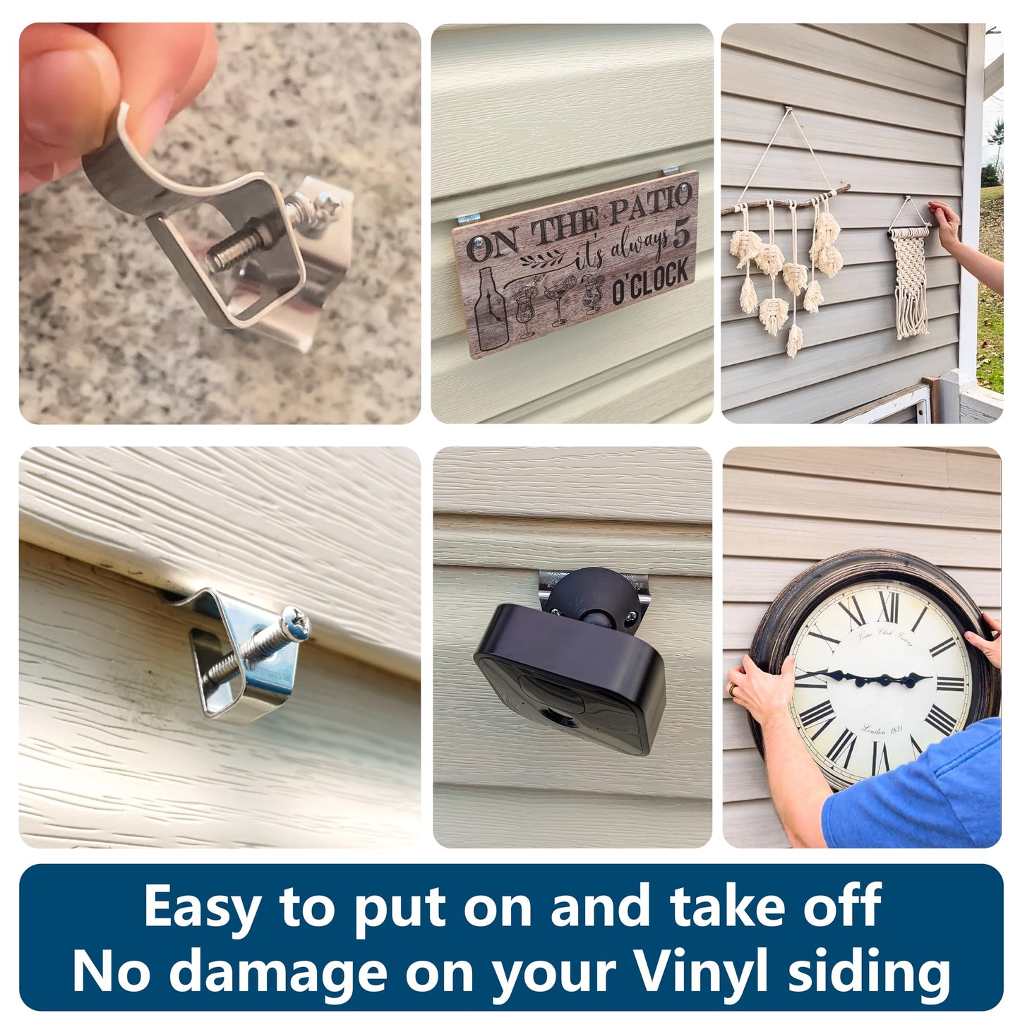 Vinyl Siding Screws Clips Hook - 18 Pack Heavy Duty No-Hole Needed Siding Screws Stainless Steel Hanger for Outdoor Mount Home Security Camera (18) (18 Pack)