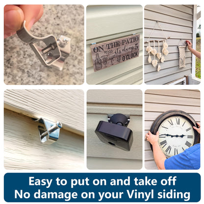 Vinyl Siding Screws Clips Hook - 18 Pack Heavy Duty No-Hole Needed Siding Screws Stainless Steel Hanger for Outdoor Mount Home Security Camera (18) (18 Pack)