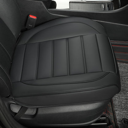 Vankerful Leather Front Car Seat Covers,Bottom Seat Covers for Cars,Driver Car Seat Cushion Cover,Waterproof,Anti-Slip,Full Wrap,for Most Vehicles,Sedan,Truck,SUV (Black, 1 PC, Parallel)