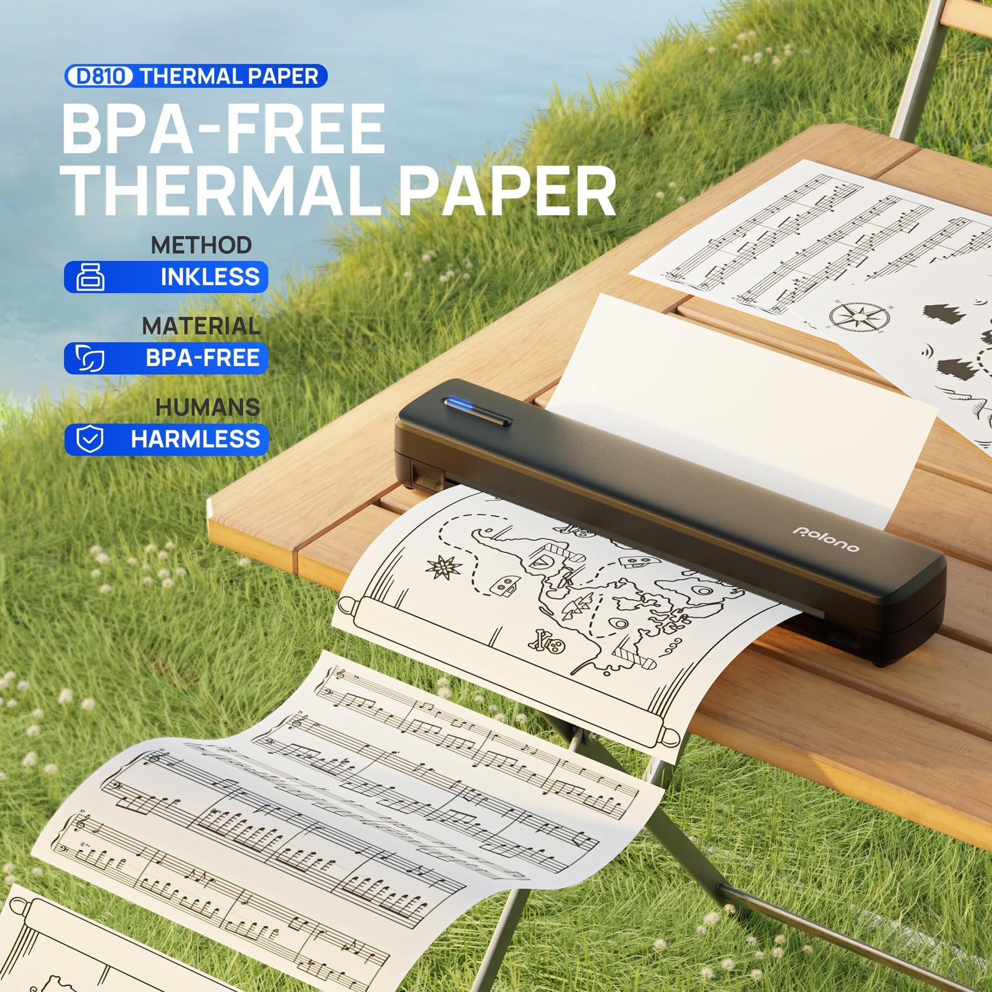 POLONO D810 Thermal Printer Paper 8.5 x 11 Inch, Advanced Thermal Printing, US Letter Size Thermal Paper Compatible with D810, Size 8.5" x 11",100 Sheets