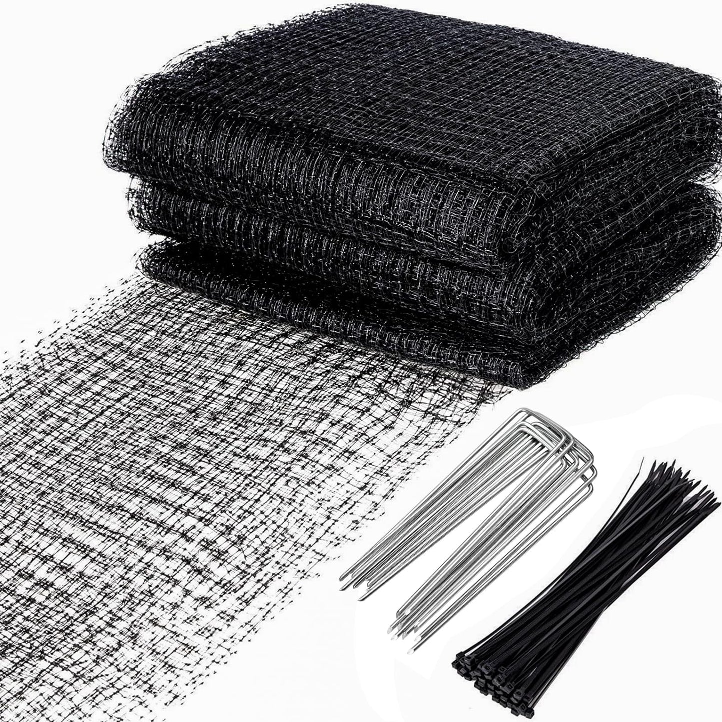 BEAUGIREW Garden Netting 7 x 100 ft Durable Bird Netting for Garden Heavy Duty Wire Mesh Net Fencing Protect Plants Fruits Trees from Birds Deer Poultry with 50 x Mounting Straps and 10 x Spikes
