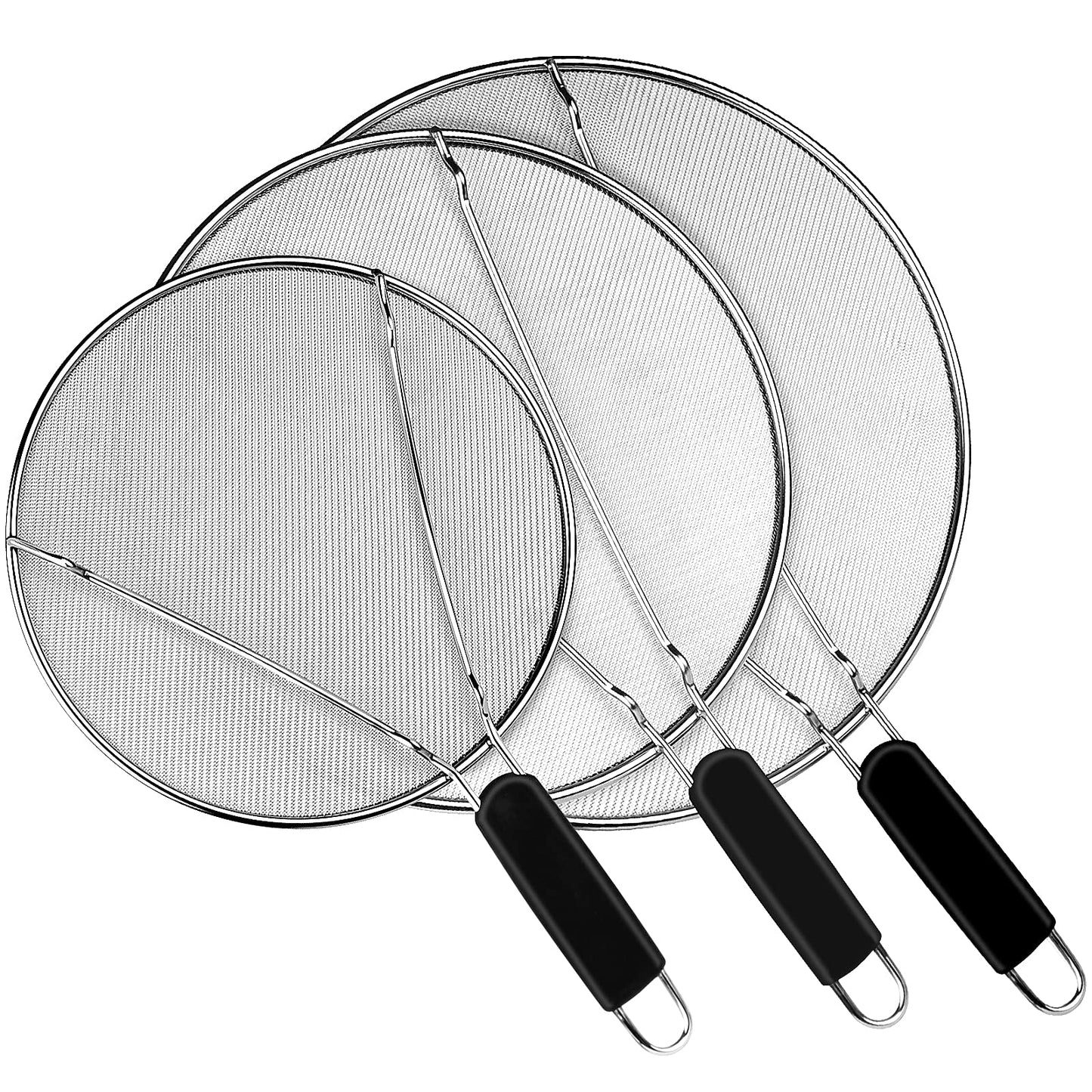 Splatter Screen for Frying Pan - 9.8" 11.4" 13" Grease Splatter Guard Hot Oil Splatter Guard, Stainless Steel Fine Mesh Splash Guard with Resting Feet for Cooking to Prevent Oil Splatter