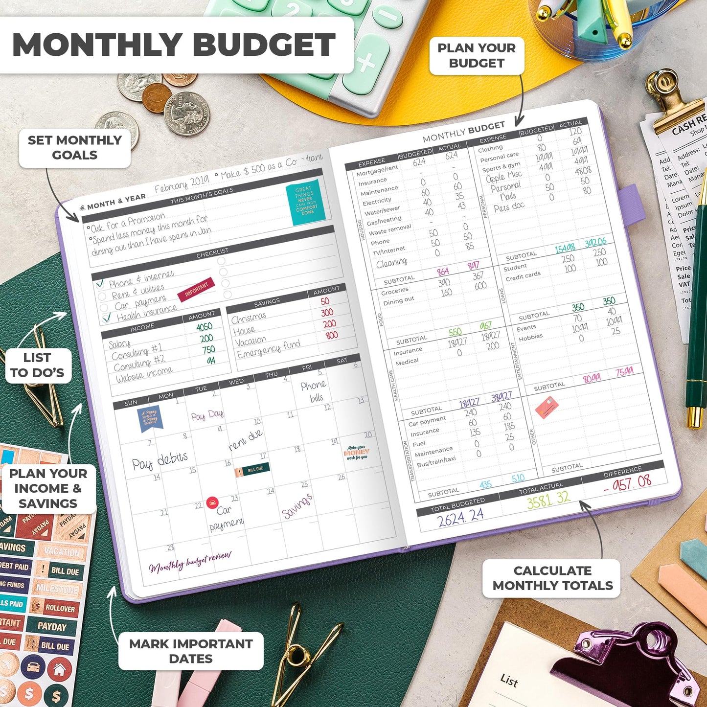 Clever Fox Budget Planner - Undated - Expense Tracker Notebook. Monthly Budgeting Journal, Finance Planner & Accounts Book to Take Control of Your Money. Start Anytime. A5 Size Lavender Hardcover