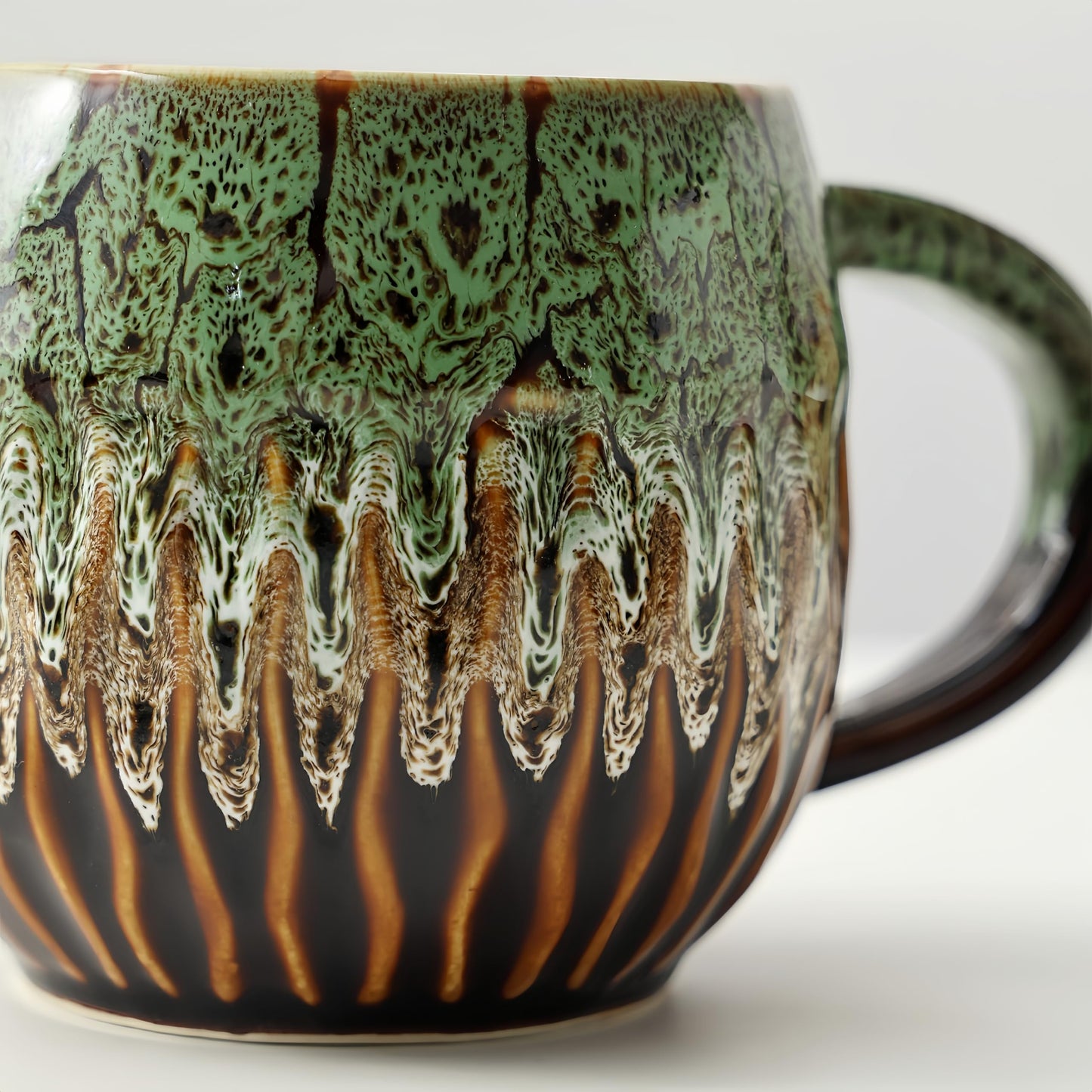 20oz Large Coffee Mug - Unique Handcrafted Look Ceramic Cup, Large Tea Mug, Microwave & Dishwasher Safe (Green)
