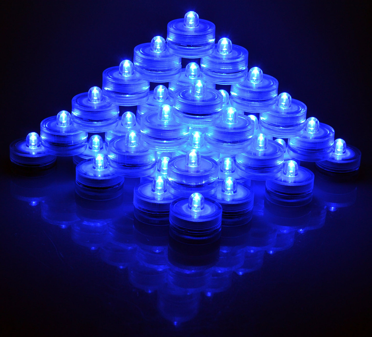 Samyo Set of 36 Waterproof Wedding Submersible Battery LED Tea Lights Underwater Sub Lights- Wedding Centerpieces Party Decorate (Blue)