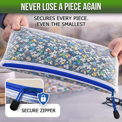 10 Pack Large Mesh Zipper Pouch B4 (12x15in) Mesh Bags with Zipper for Organizing Board Game Puzzle - School Teacher Classroom Organization Zip Storage Bags - Plastic Zippered Pouches Zippered Pouches