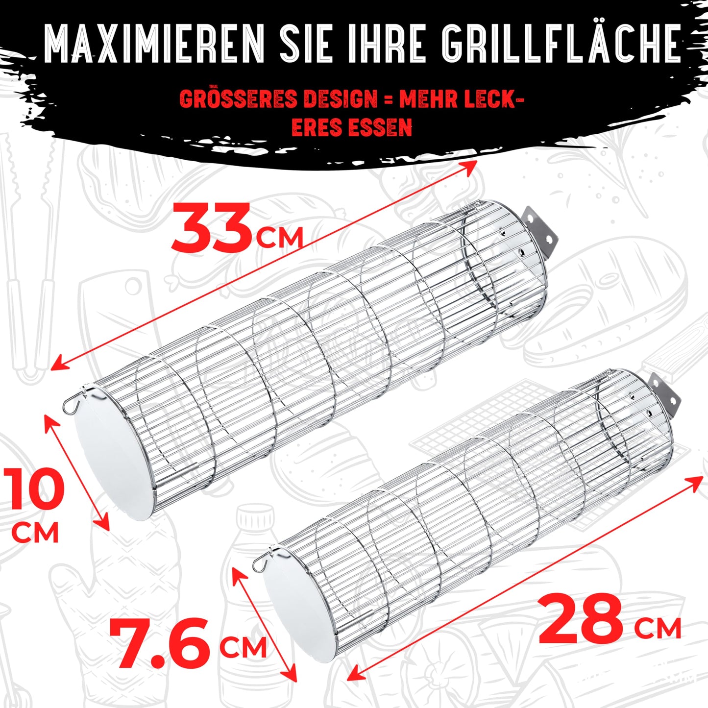 Rolling Grill Basket, New Opening Design, Extra Sturdy Cylinder Grilling Basket, Food Grade Stainless Steel, Large Portable Outdoor Camping accessories BBQ Net Rack, Cooking Griller for Fish