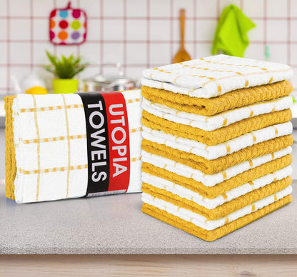 Utopia Towels Kitchen Towels, 12 Pack, 15 by 25 Inches, Dobby Weave, 100% Ring Spun Cotton, Super Soft and Absorbent Dish, Tea, and Bar Towels, Yellow