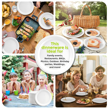 XH.Easy Go 9 Inch Paper Plates 100% Compostable Plates Heavy-Duty Disposable Plates Bulk [125 Pack], Made of Natural Sugarcane Fibers, Eco-Friendly Biodegradable 9" White Dinner Plates