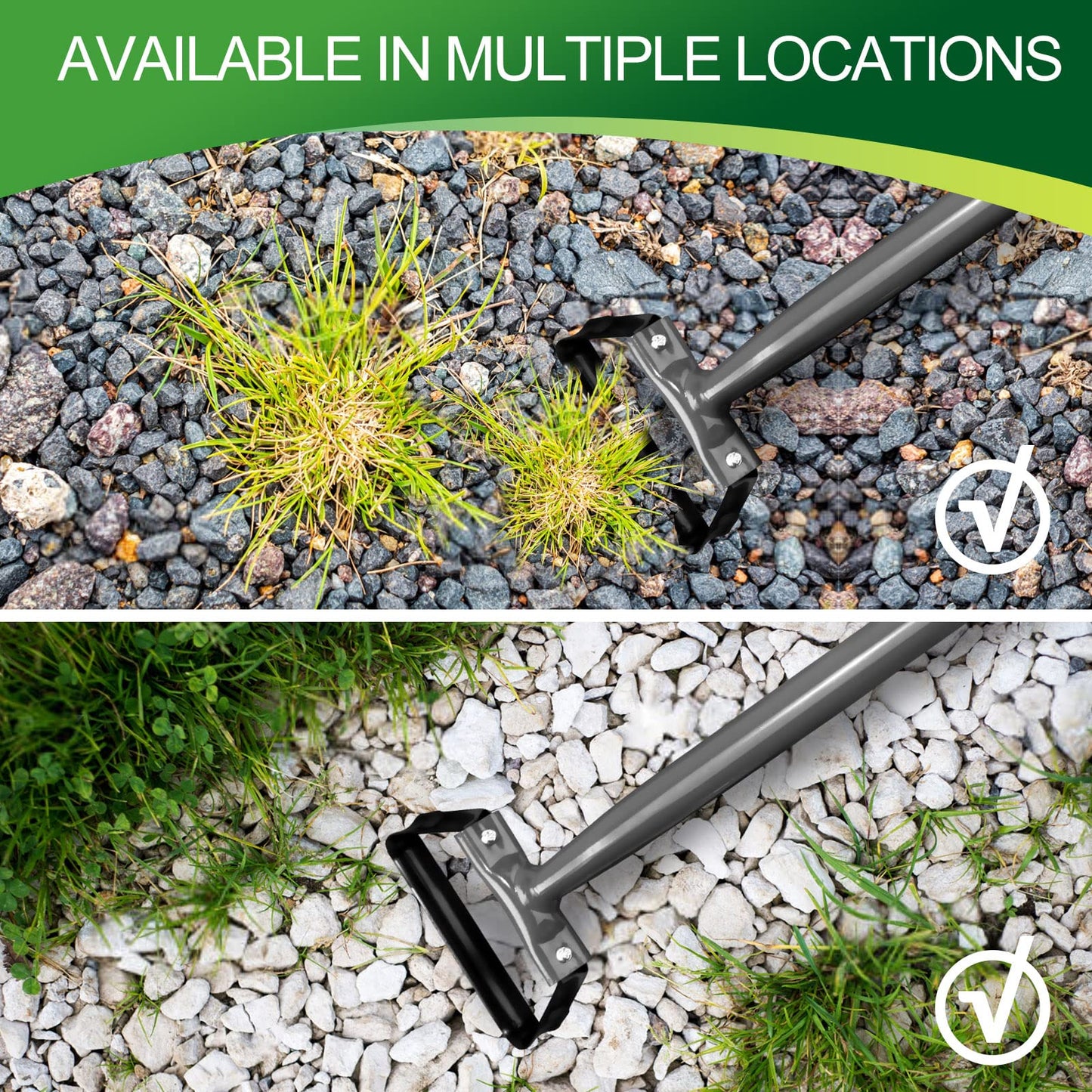 Walensee Stirrup Hoe Garden Tool, U-Shaped Hula Weeding Tool with 14 Inch Scuffle Loop, Sharp Metal Hand Cultivator Rake for Lawn, Garden or Greenhouse, Durable Grass Scraper, Mini Gift, Grey