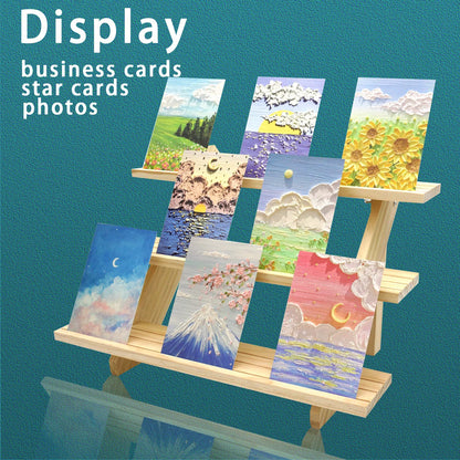 Auroal 3 Tier Earring Display Stands For Selling, Retail Display Riser Earring, Ring Holder Stand, Removable Countertop Small Merchandise Display Stand, for Figures,Cupcake, Photo (Wood color)