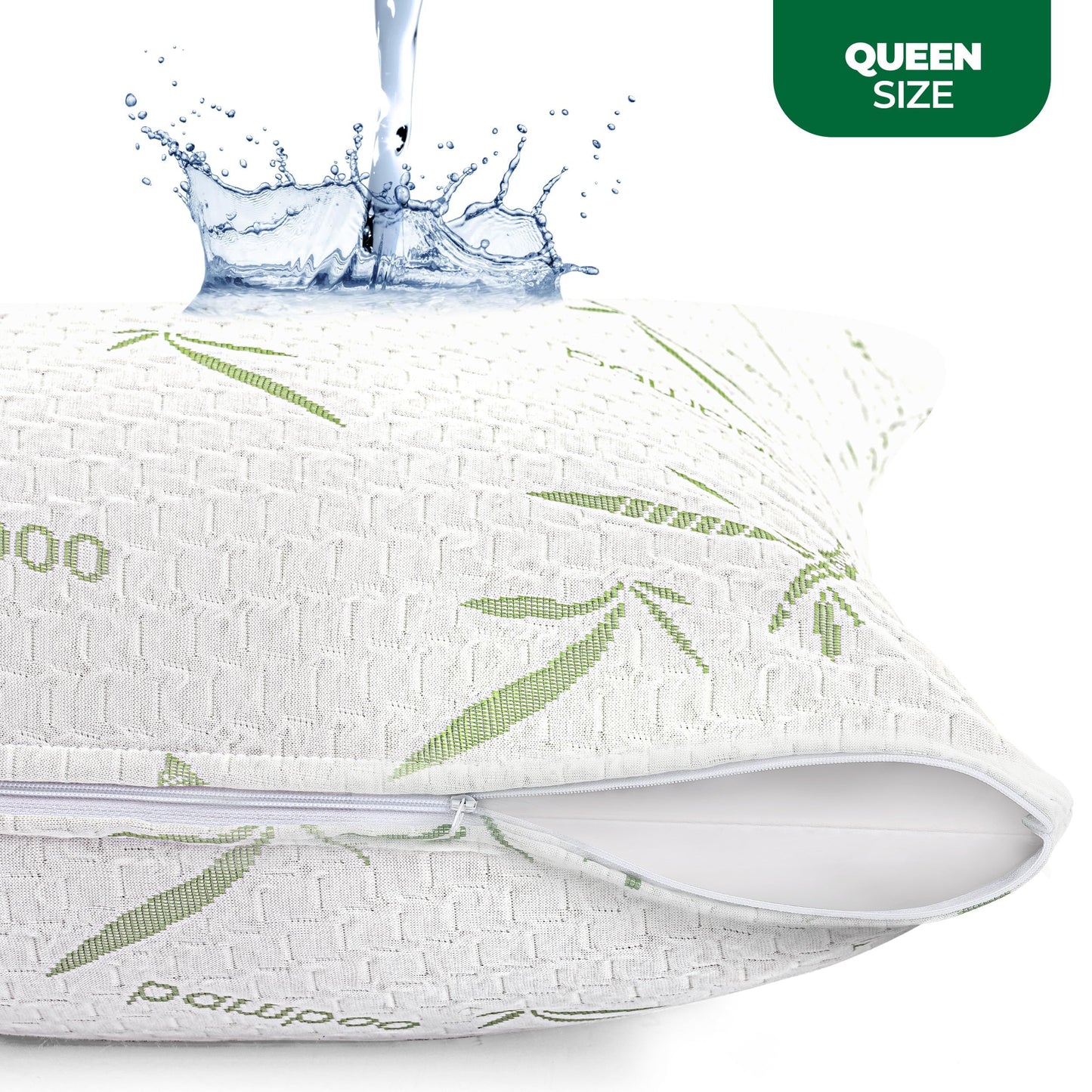 Utopia Bedding Bamboo Viscose Waterproof Pillow Protector Zippered (2 Pack) Queen – Bed Bug Proof Pillow Encasement 20 x 28 Inches