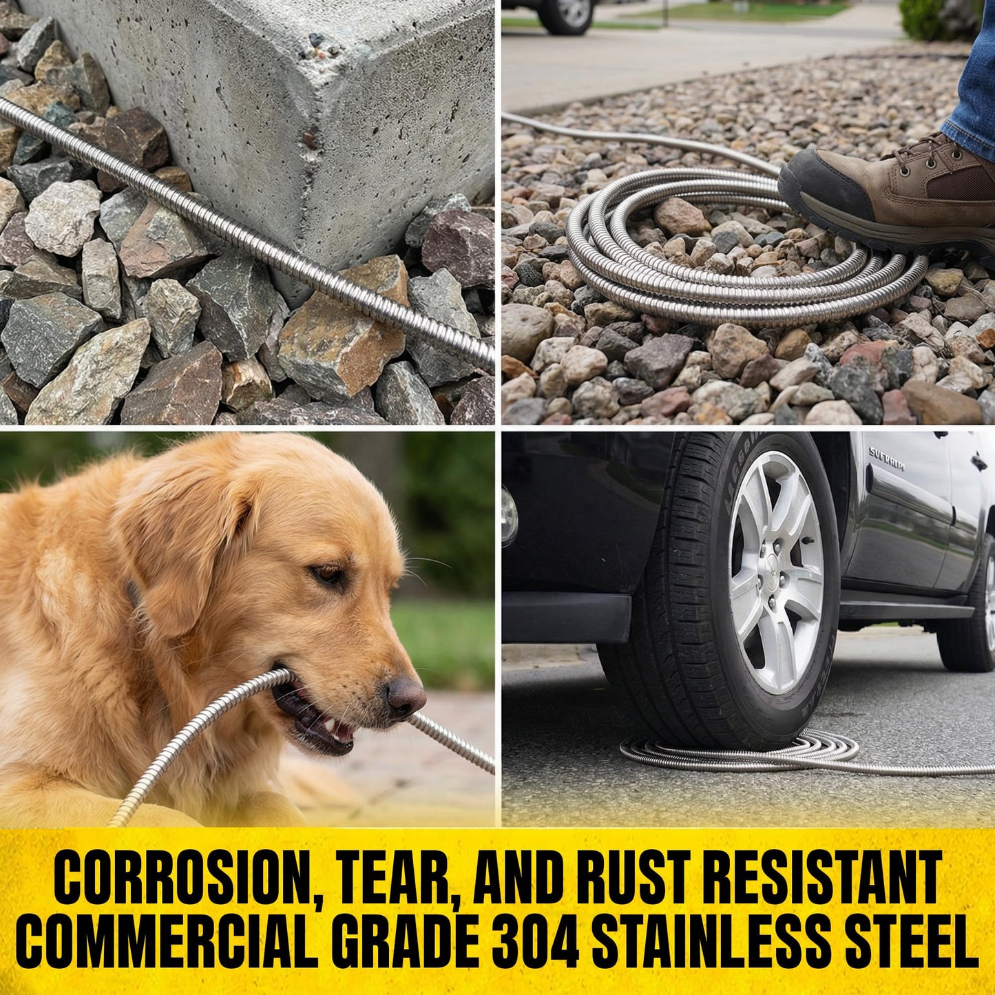 Bionic Steel Metal Garden Hose 25 Ft, Rust Proof 304 Stainless Steel Water Hose with Brass Fittings, Flexible & Heavy Duty Hose, Lightweight, Kink Free, Tuyau Arrosage - 2025 Model