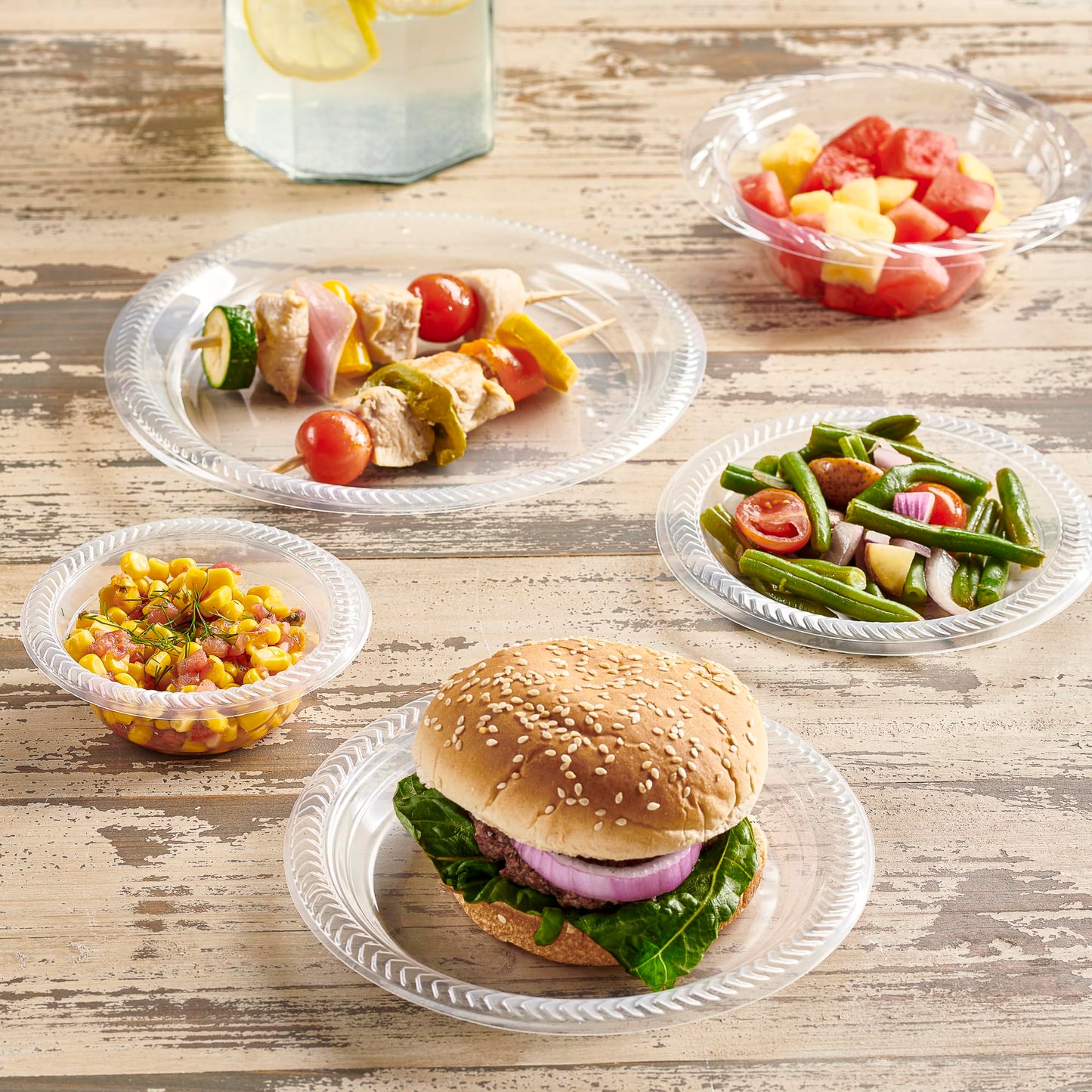 PLASTICPRO 80 Pack Clear Plastic Plates 9 Inch Durable Disposable Plastic Dinner Plates for Parties Events BBQ