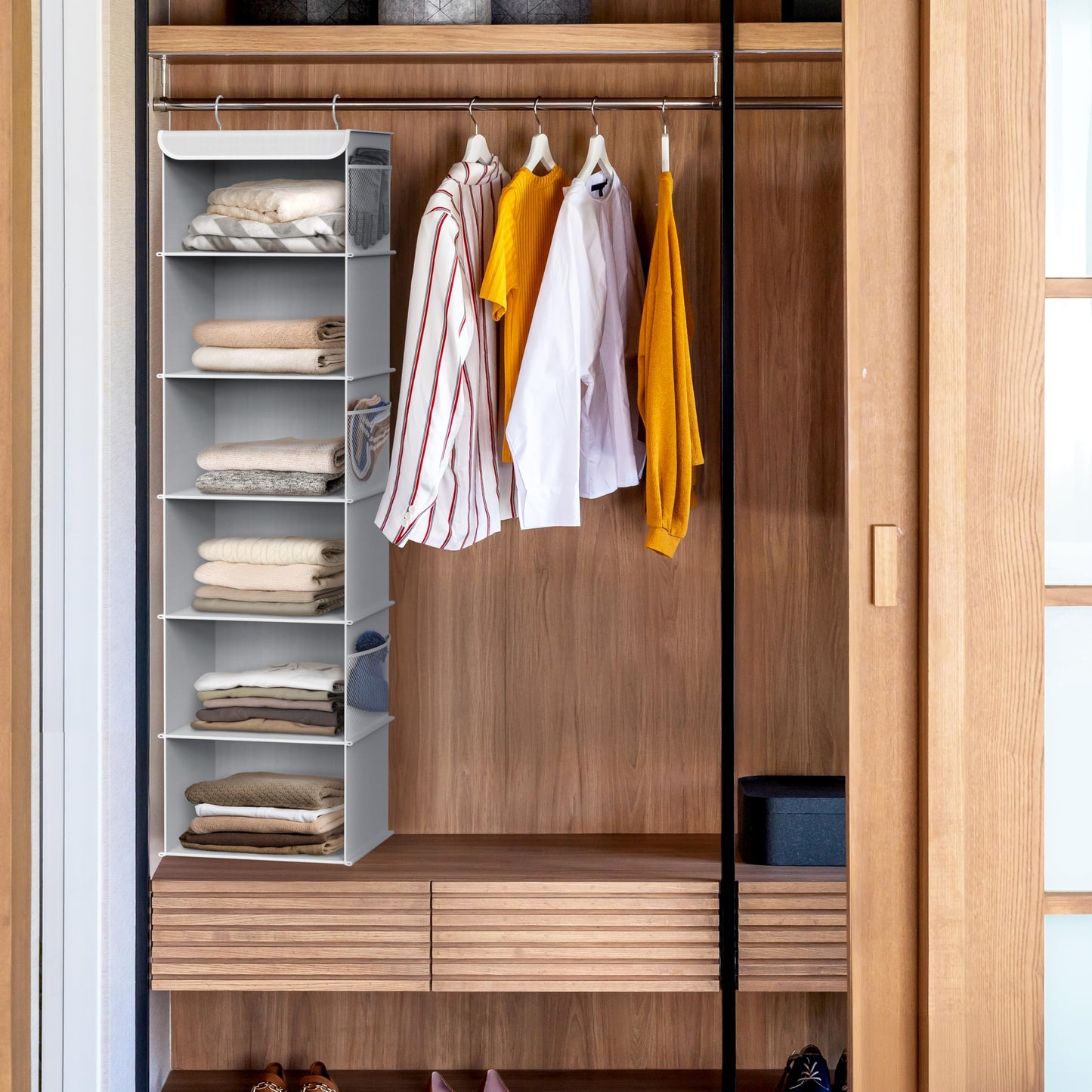 Simple Houseware 6 Shelves Hanging Closet Organizers Storage, Grey