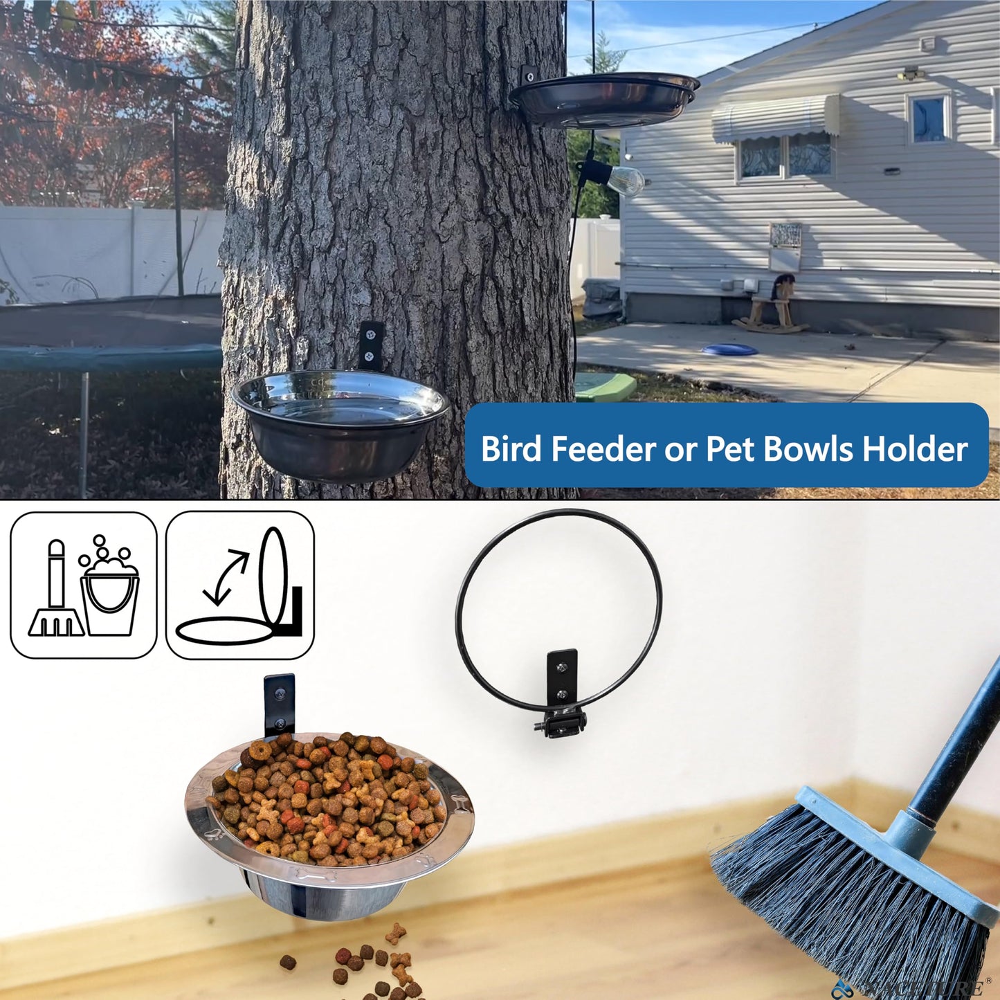 6 Inch Foldable Flower Pot Holder Ring for Wall Mount 3 Pack – Heavy Duty Metal Round Planter Hooks Hangers - Fence Pot Plant Holders Hanging Bracket for Outdoor Indoor
