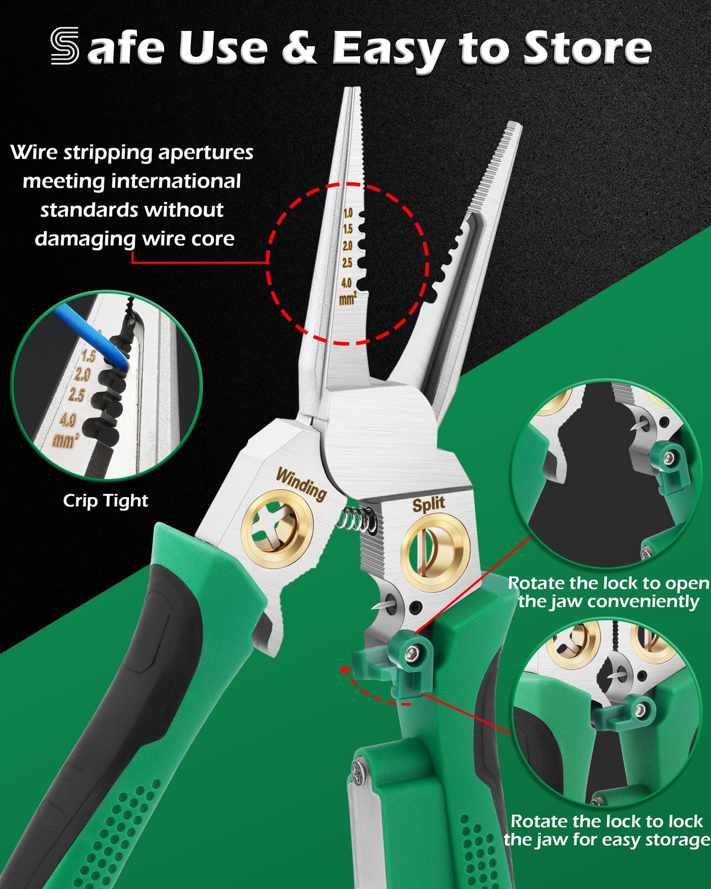 8 in 1 Wire Stripper with Voltage Tester, Wire Strippers/Crimper with Plier, Cutters, Splitting(12V-250V), Wire Stripping Tools for 10-18 AWG for Professional Electrician & DIY Tool