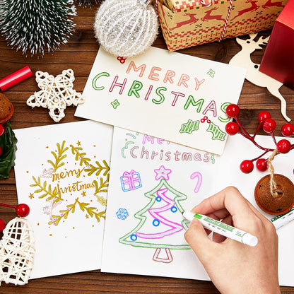 Shuttle Art Double Line Outline Markers, 28 Colors Squiggles Shimmer Markers Set, Self Outline Metallic Marker Pens for Art, Drawing, Doodling, Card Making, Christmas Greeting Card, DIY Crafts