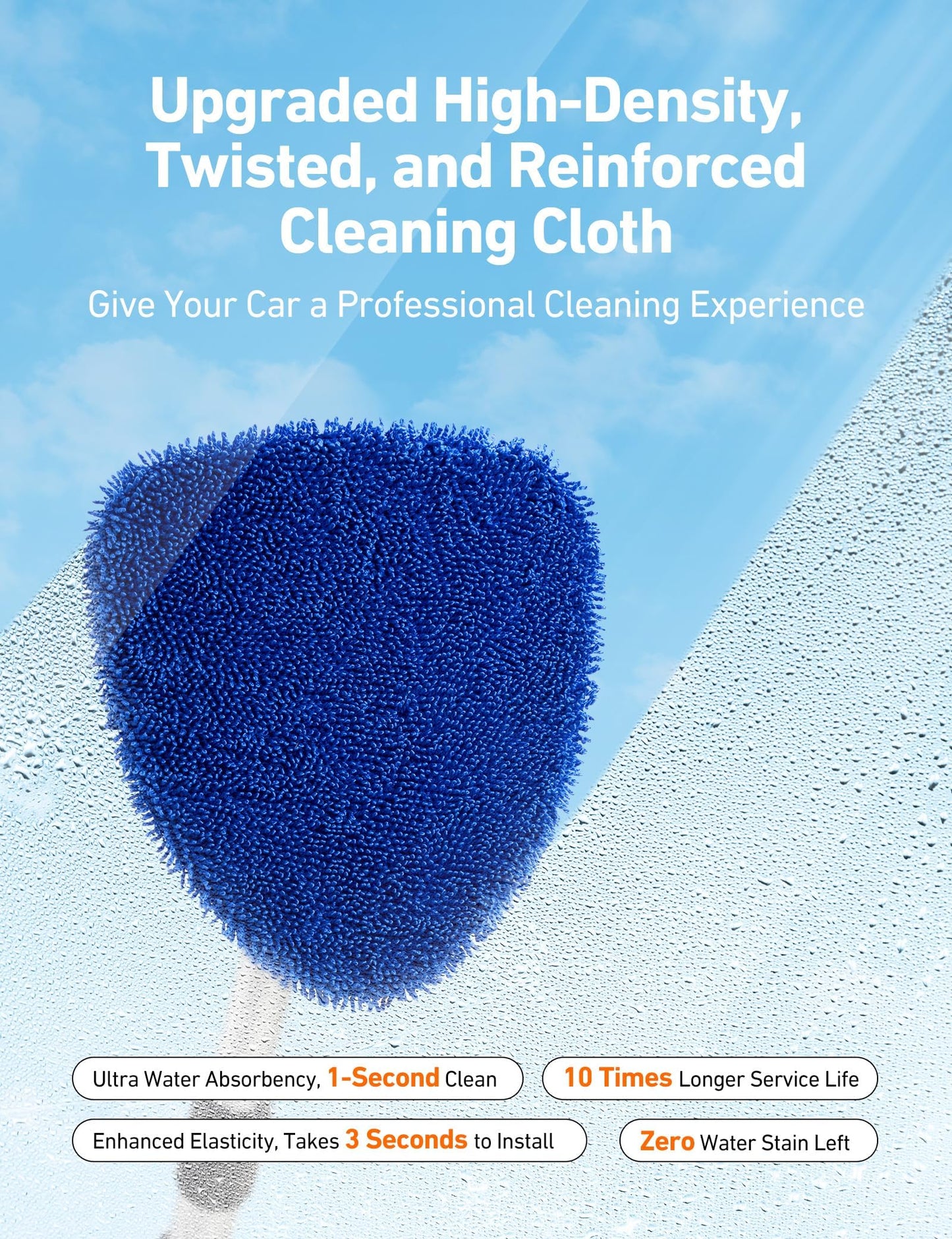 AstroAI Car Windshield Cleaner Tool, Car Window Cleaner with Extendable Handle, Windshield Cleaning Tool, 4 Reusable and Washable Microfiber Pads