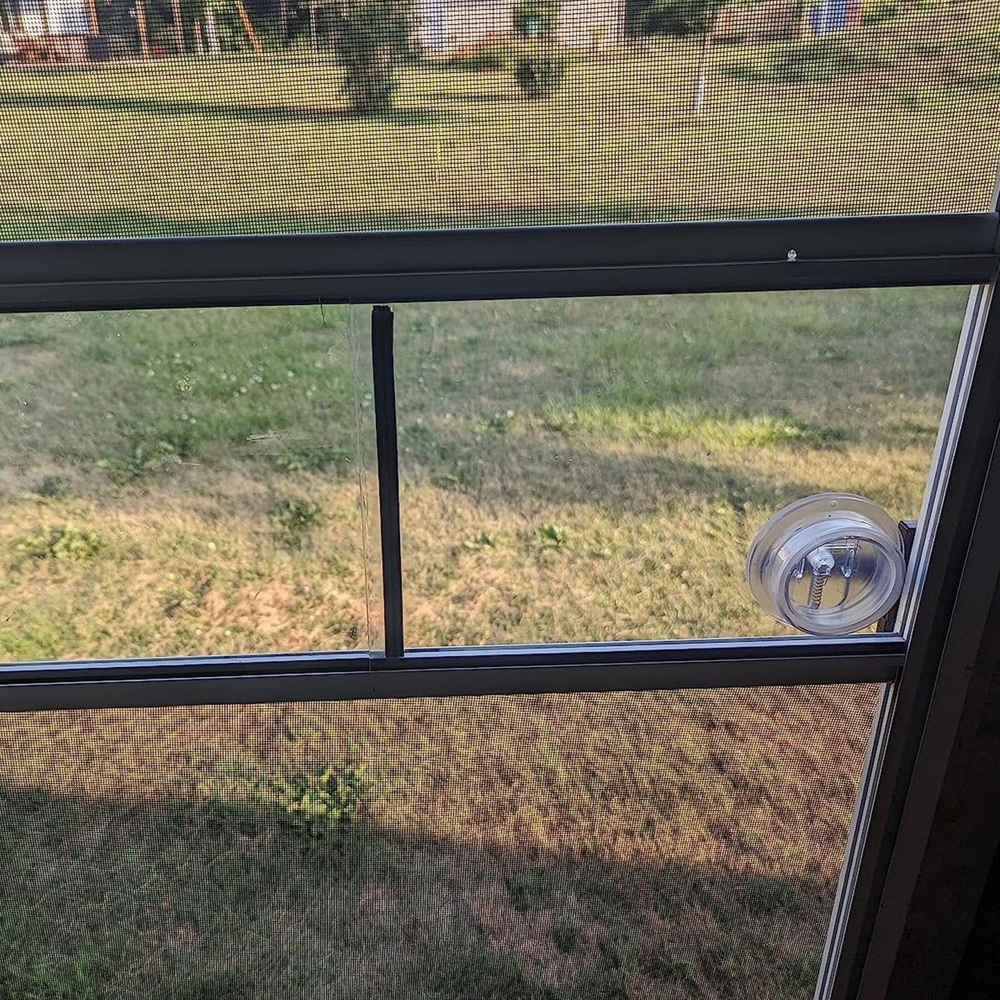 239061 RV Screen Door Slide 12 Inch Panel, Replacement Plastic Clear Slide Panel with Push Down Knob Opener for Travel Trailer