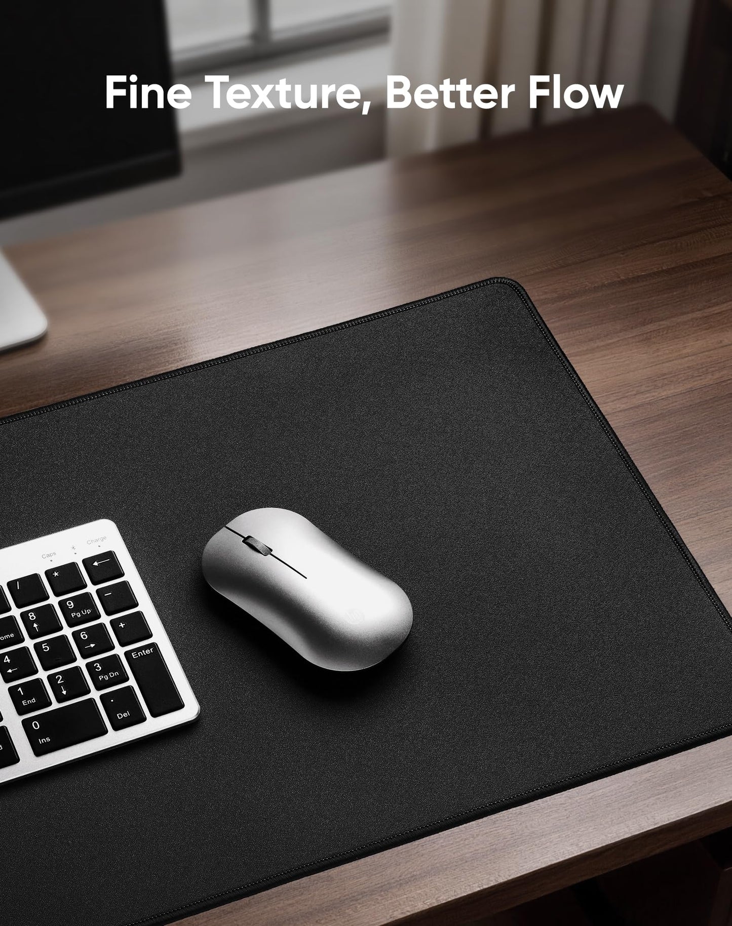 Reniteco Waterproof Large Gaming Mouse Pad with Durable Stitched Edges, Non-Slip Rubber Base, Grainy Jacquard Mouse Mat Desk Pad for Home Office Gaming, 40cm x90cm x0.3cm, Matte Black