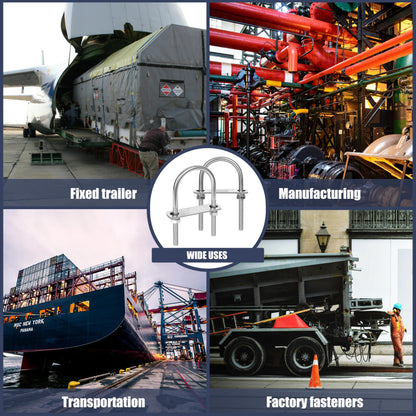 SRZTXU 4 Sets M8 U-Bolts,u-Bolts 1.5" (40mm) Wide,304 Stainless Steel u-Bolts,with Nuts,Bolt Plate and washers (4, M8 x 40mm x 90mm)