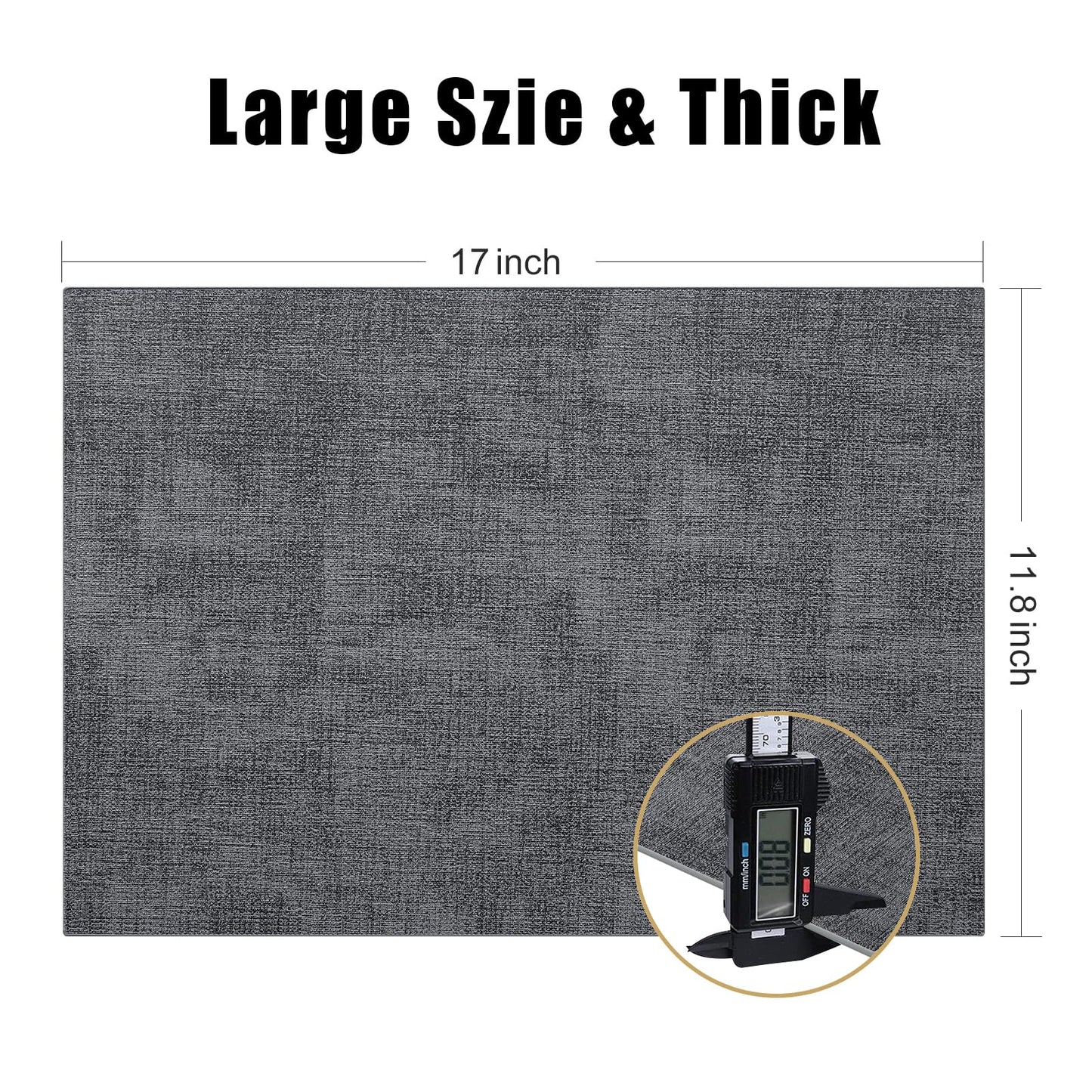 smiry Placemats for Dining Table Set of 6 - Heat Resistant Washable Place Mats for Kitchen Table, Faux Leather Waterproof Non-Slip Table Mat, 11.8" x 17", Dark Grey