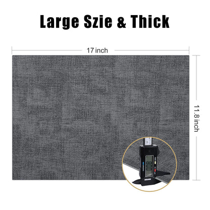 smiry Placemats for Dining Table Set of 6 - Heat Resistant Washable Place Mats for Kitchen Table, Faux Leather Waterproof Non-Slip Table Mat, 11.8" x 17", Dark Grey