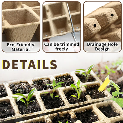 SORANGEUN Biodegradable Seed Starter Trays Kit – 20 Pack with 200 Labels, Transplant Tool & Spray Bottle, 1.8" Square Peat Pots for Seedlings, Vegetables, Herbs – Eco-Friendly Planting Set