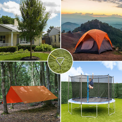 Aoipend Heavy Duty Tree Stakes Kit, Supports for Leaning Trees 3pcs Spiral Metal Stakes-3pcs Straps-40ft Reflective Guy Lines Resistant to Strong Winds Anchoring Kits for Young Trees Tent