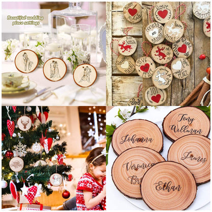 Coadura Unfinished Natural Wood Slices 30Pcs 3.5-4 Inch Round Wood Discs for Crafts Wood Christmas Ornaments,Wedding Centerpieces Paintings DIY Crafts Disc Coasters,Wooden Circles Bulk,Christmas Gift