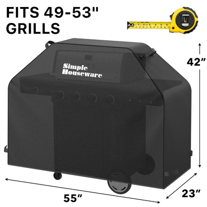 Simple Houseware 55-inch Heavy Duty BBQ Grill Cover, 600D Polyester Waterproof, Weather-Resistant