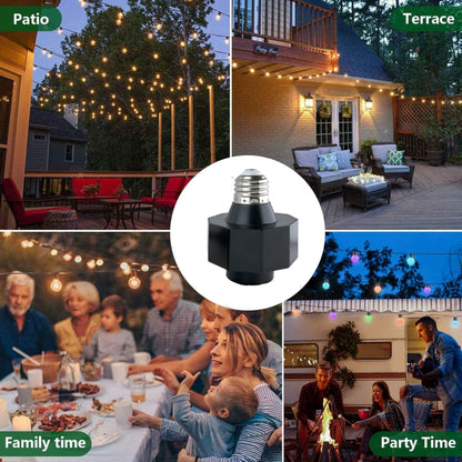 3 in 1 Outlet Light Socket Adapter,E26/E27 Bulb Socket to 3 Prong Outlet with Extension Cord, Flexible Light Socket Converter Suitable for Indoor Outdoor Porch Garage Patio CCTV Camera Use (2)