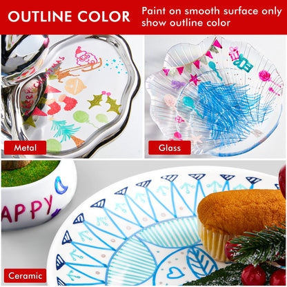 Shuttle Art Double Line Outline Markers, 28 Colors Squiggles Shimmer Markers Set, Self Outline Metallic Marker Pens for Art, Drawing, Doodling, Card Making, Christmas Greeting Card, DIY Crafts