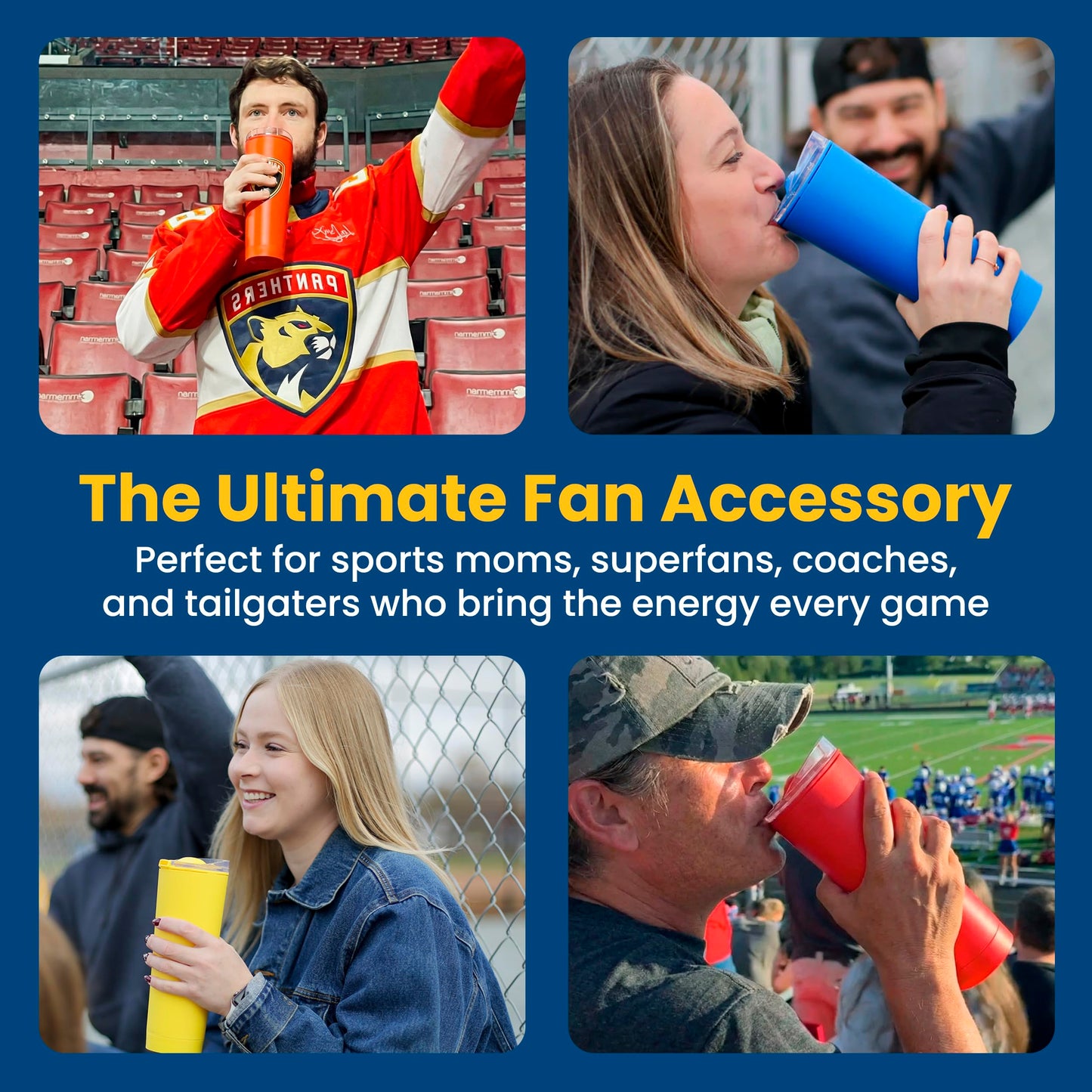 The LoudCup 23oz Reusable Water Bottle (Jet Black) – 2-in-1 Travel Tumbler & Noisemaker – BPA-Free, Blow Horn & Cup with Slide Lid – Perfect for Sports Events, Game Day, Tailgating & Parties