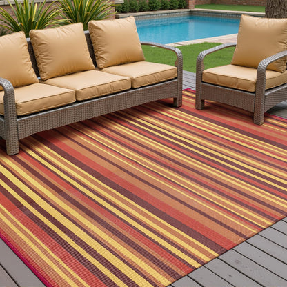WondRg Outdoor Rug Patio Mat 5x8 Waterproof Plastic Straw Red Orange Stripe Tapis Exterieur for Camping Picnic Deck Washable Outside Carpet Balcony Backyard Porch RV Portable Reversible Lightweight