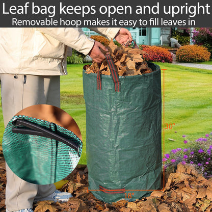 Rake for Leaves, 25 Tines 18" Wide Metal Leaf Rake with 32 Gallon Lawn and Leaf Bags & Leaf Scoops, Garden Adult Kids Lawn Shrub Yard Landscape Rake Heavy Duty Long Handle 30-60